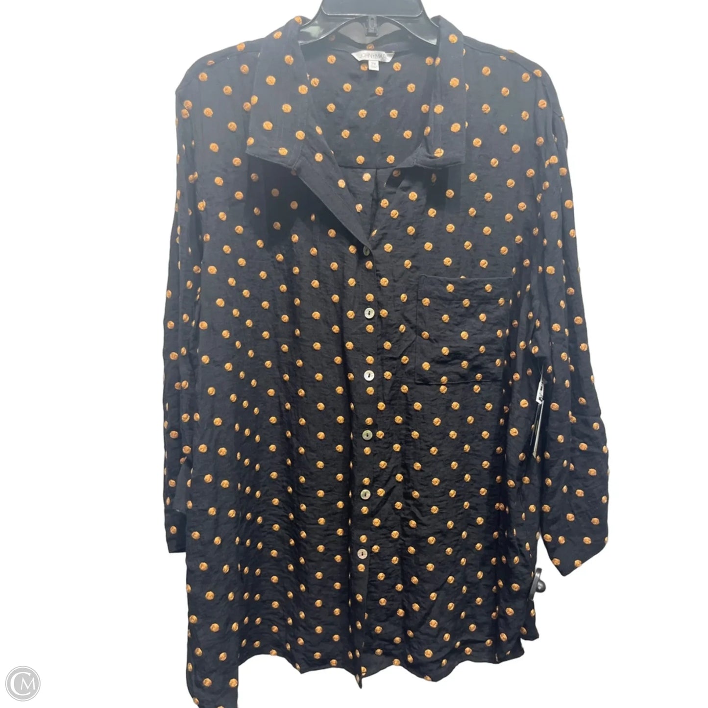 Top Long Sleeve By John Mark In Black & Gold, Size: 2x