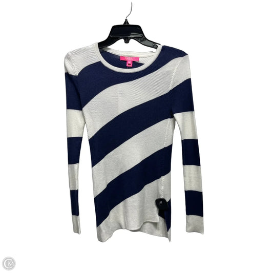Top Long Sleeve Designer By Lilly Pulitzer In Blue & White, Size: Xs