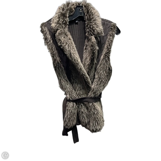 Vest Faux Fur & Sherpa By Xoxo In Brown & Cream, Size: Xl