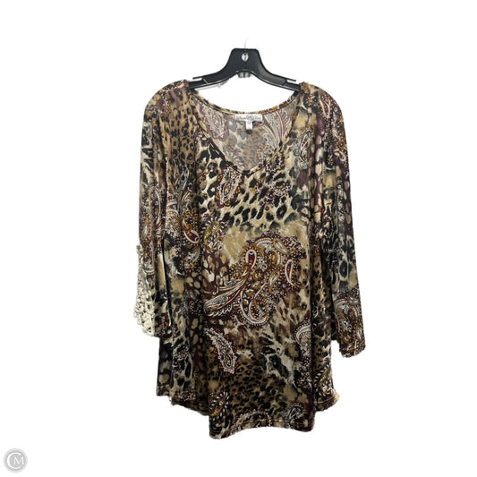 Top Long Sleeve By stem and vine In Brown, Size: 2x