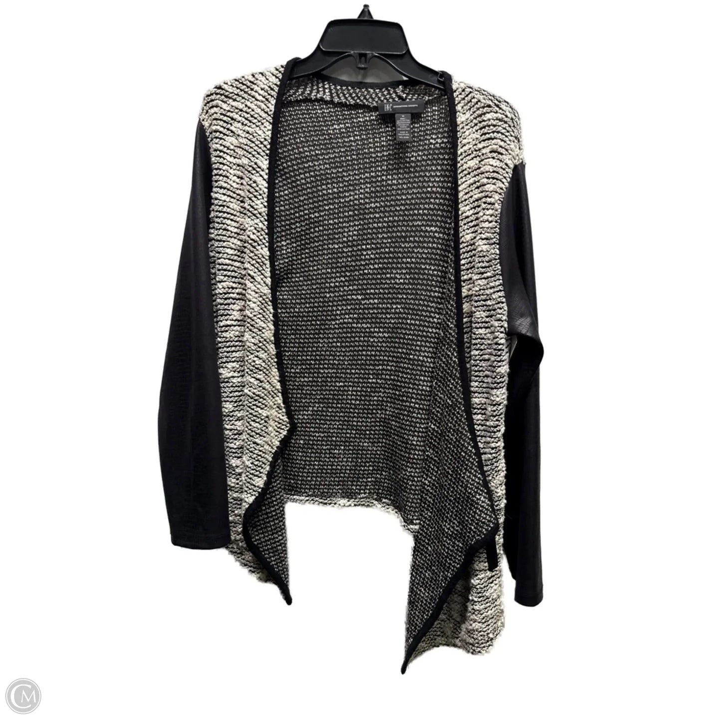 Cardigan By Inc In Black & Cream, Size: M