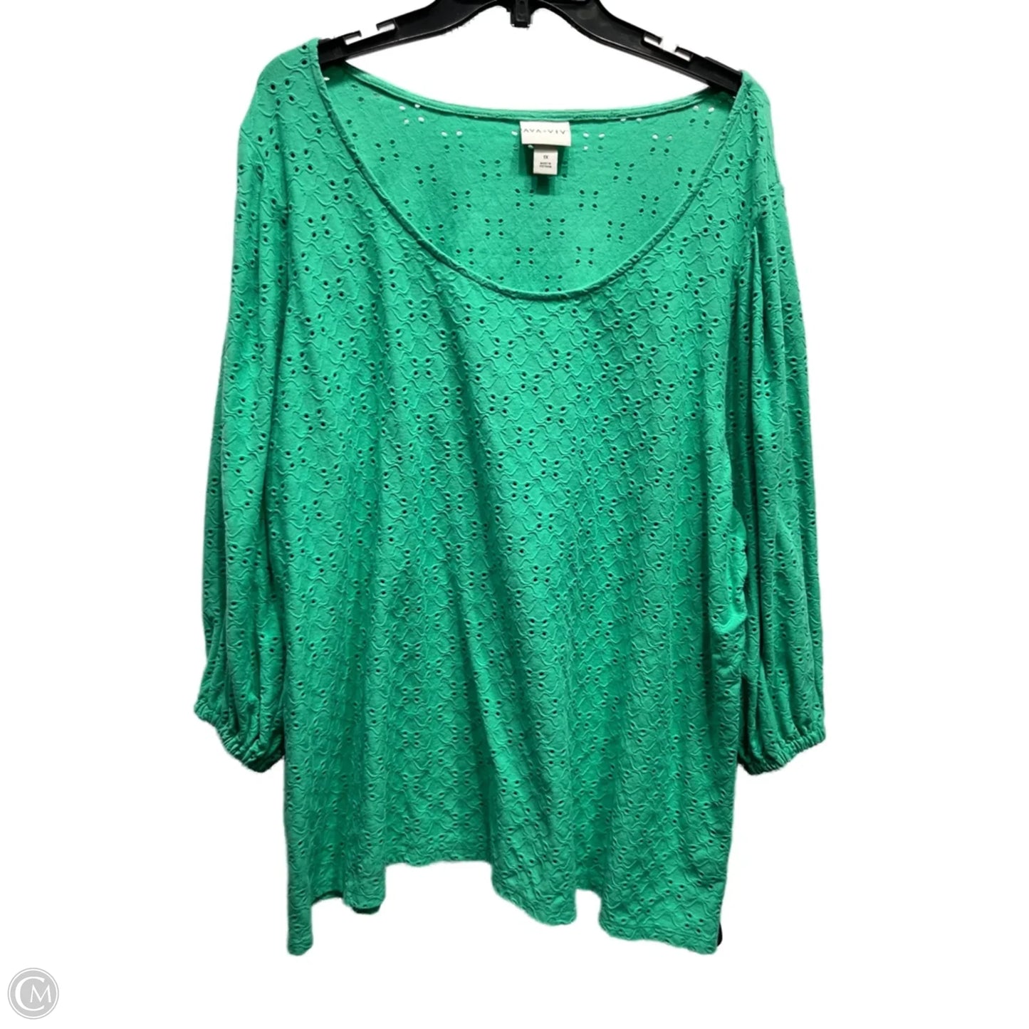 Top Long Sleeve By Ava & Viv In Green, Size: 1x