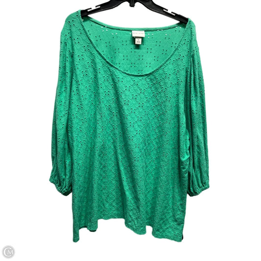 Top Long Sleeve By Ava & Viv In Green, Size: 1x
