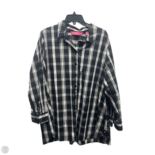Top Long Sleeve By Isaac Mizrahi Live Qvc In Black & White, Size: 20