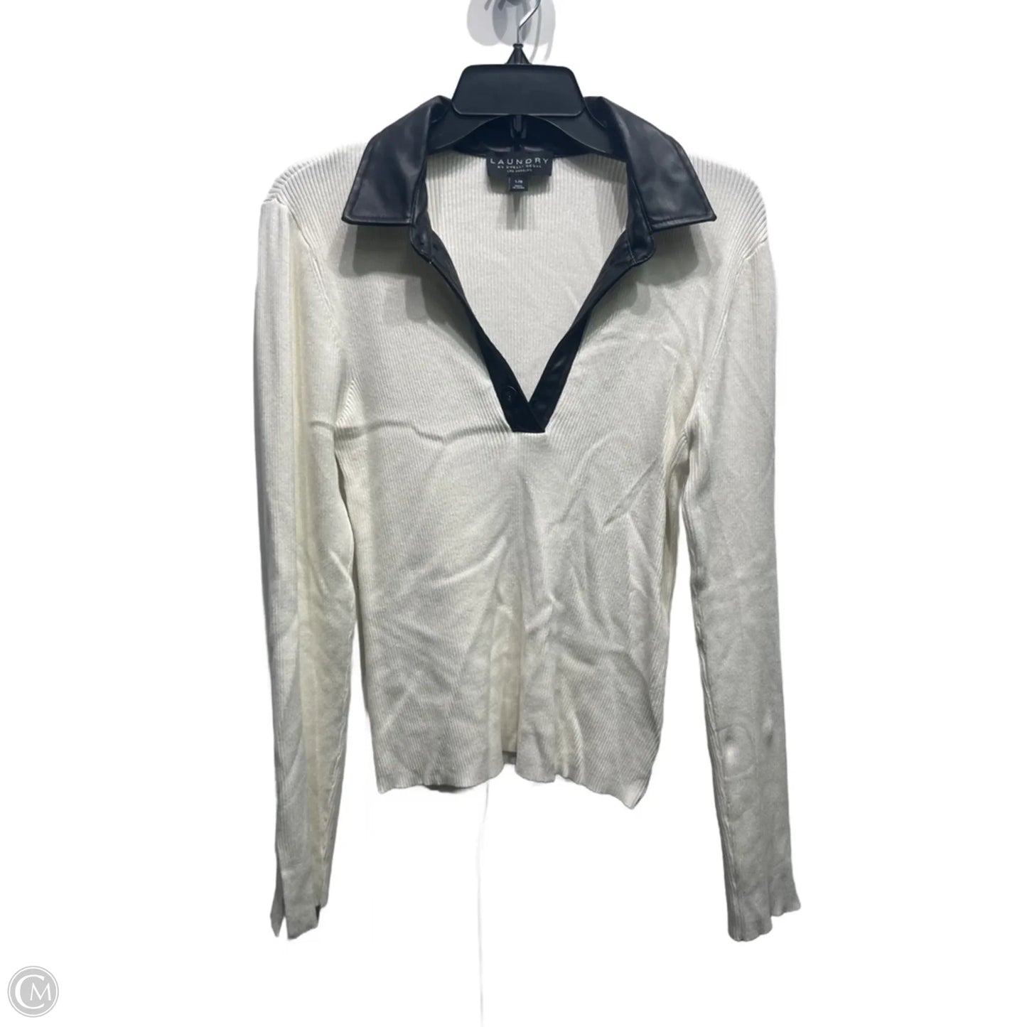 Top Long Sleeve By Laundry In Black & White, Size: L