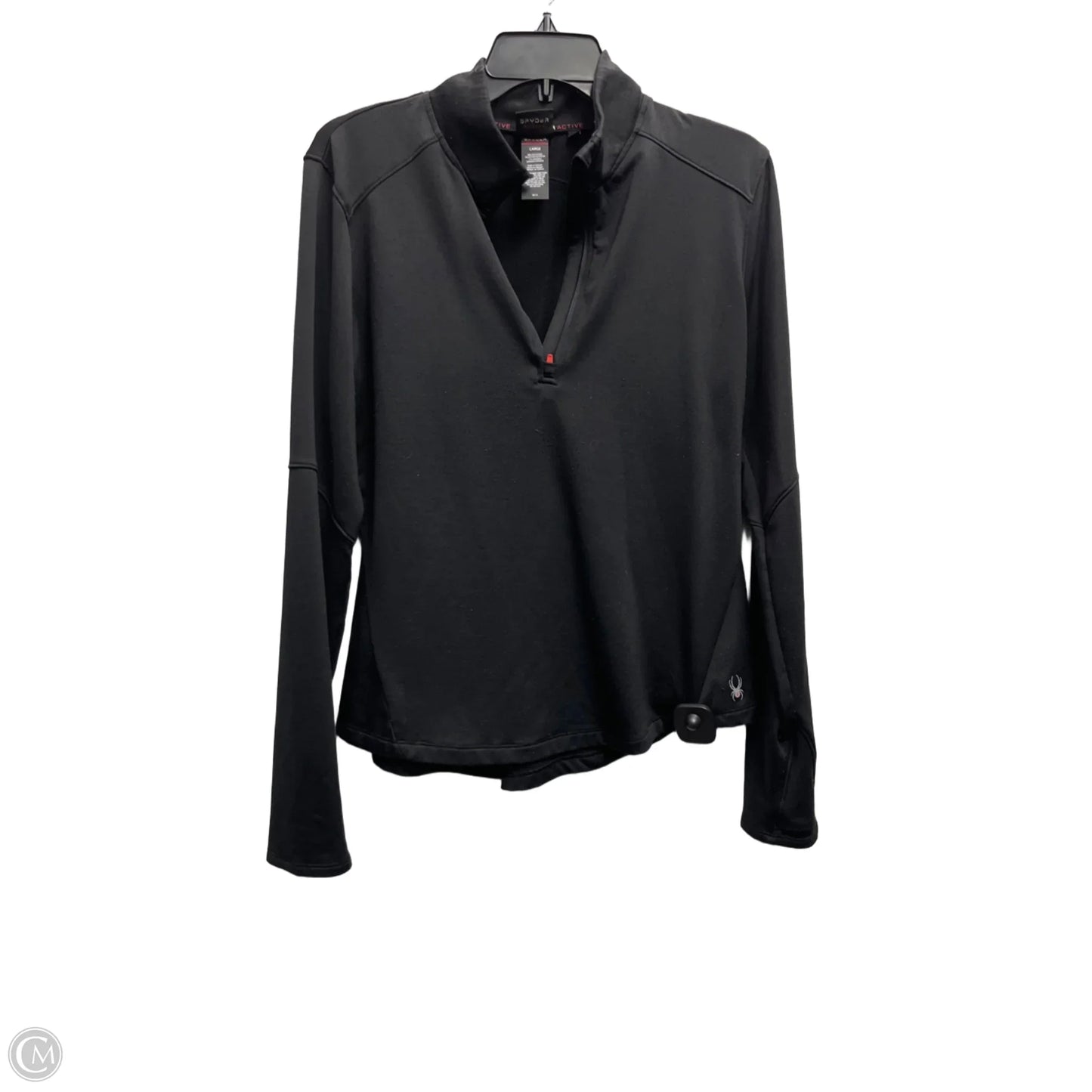Athletic Top Long Sleeve Collar By Spyder In Black, Size: L