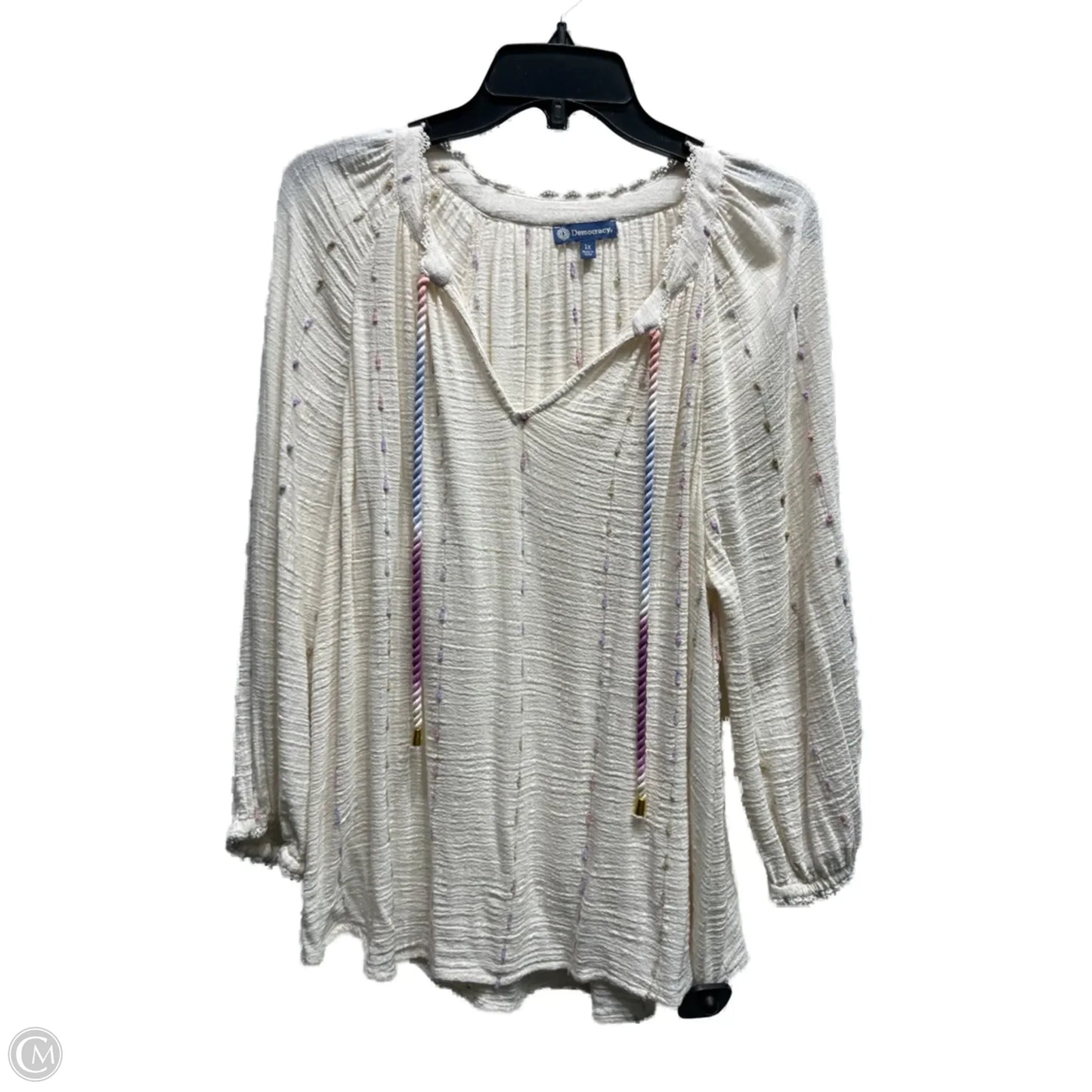 Top Long Sleeve By Democracy In Cream, Size: 1x
