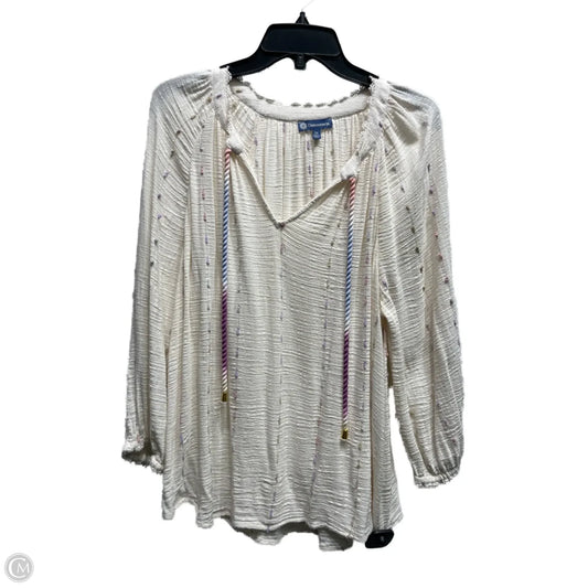Top Long Sleeve By Democracy In Cream, Size: 1x