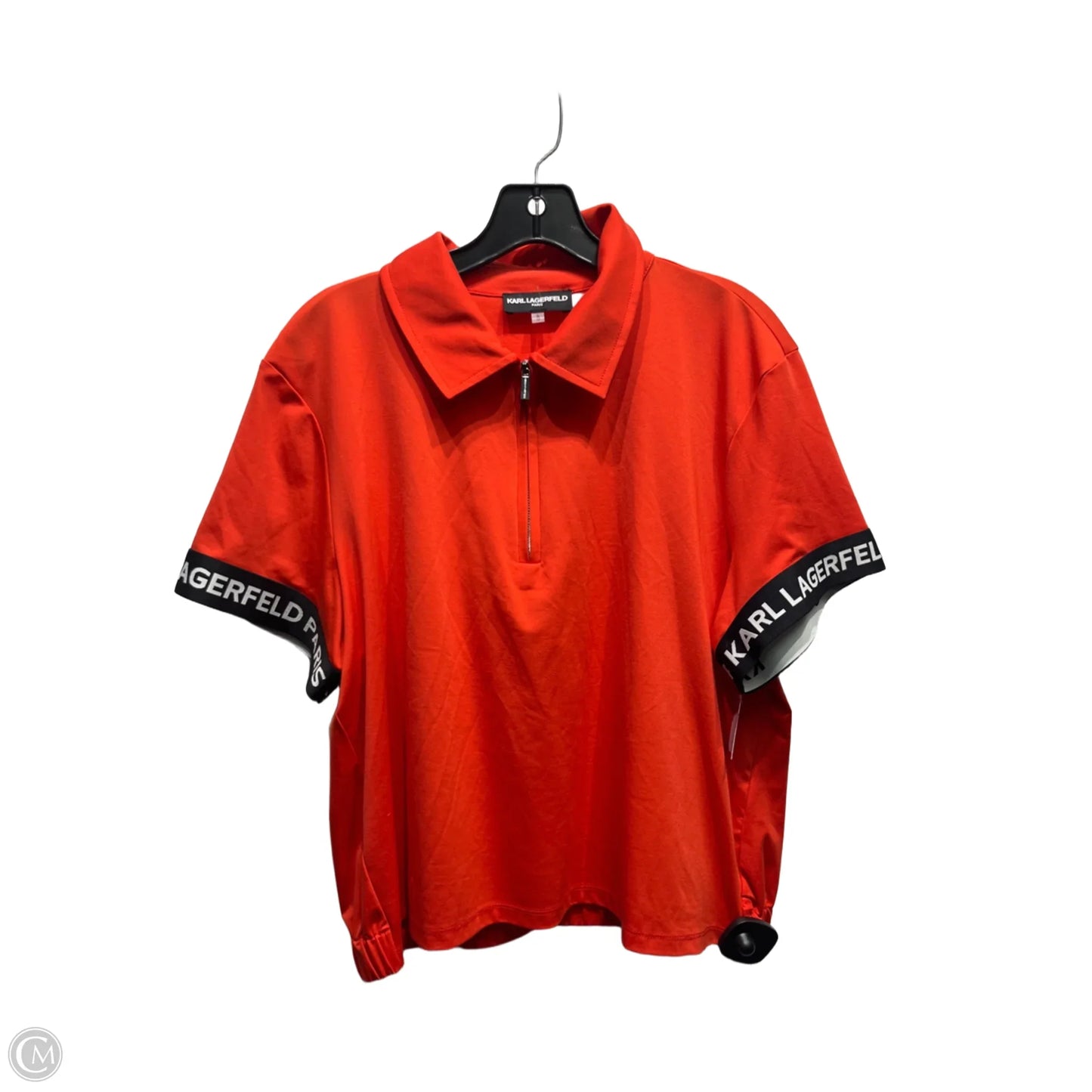 Top Short Sleeve Designer By Karl Lagerfeld In Red, Size: L