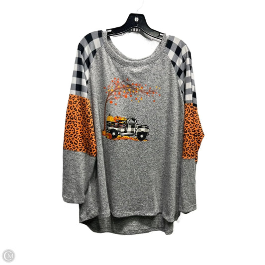 Top Long Sleeve By magical season In Grey, Size: 2x