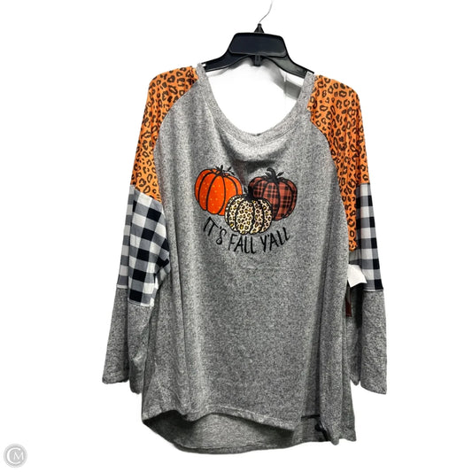 Top Long Sleeve By magical season In Grey, Size: 2x