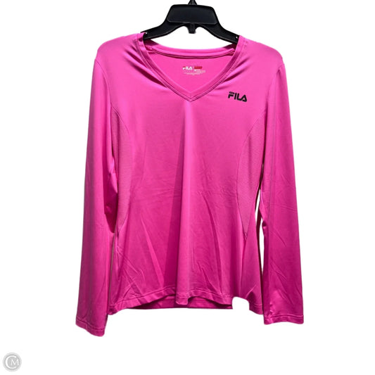 Athletic Top Long Sleeve Crewneck By Fila In Pink, Size: M
