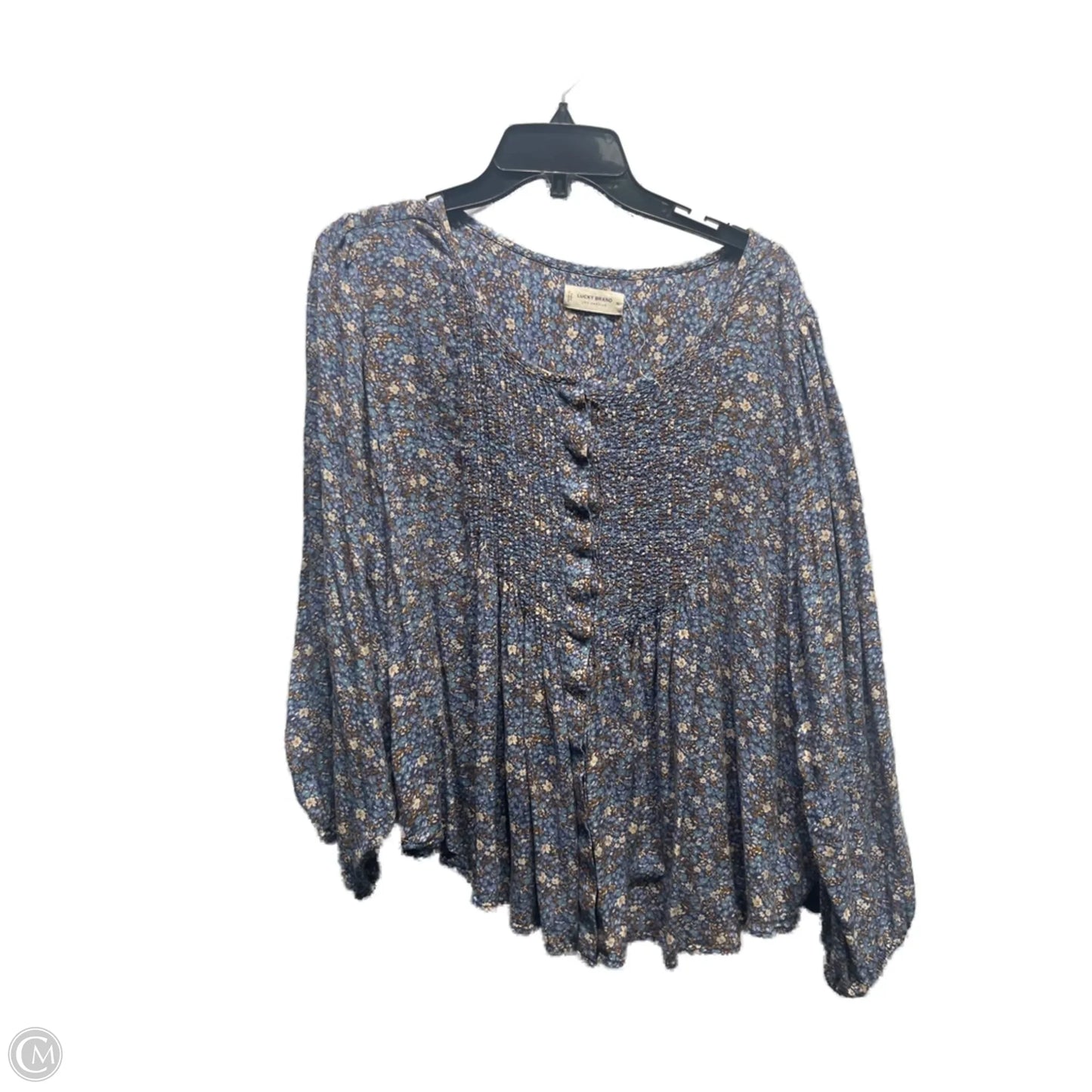 Top Long Sleeve By Lucky Brand In Blue & Cream, Size: Xl