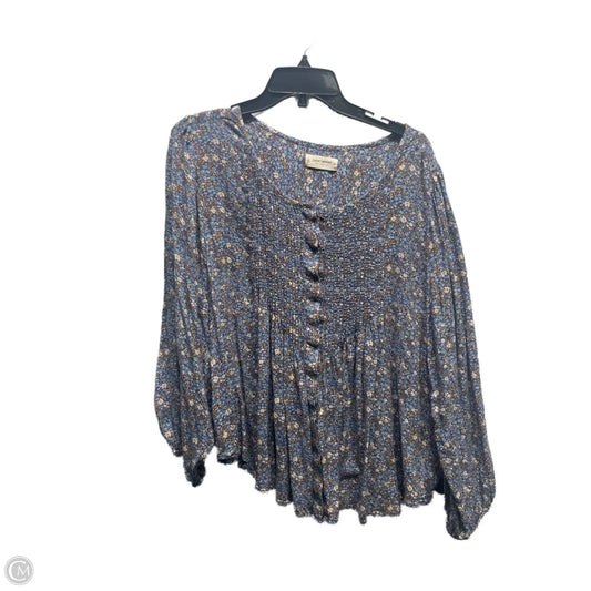 Top Long Sleeve By Lucky Brand In Blue & Cream, Size: Xl