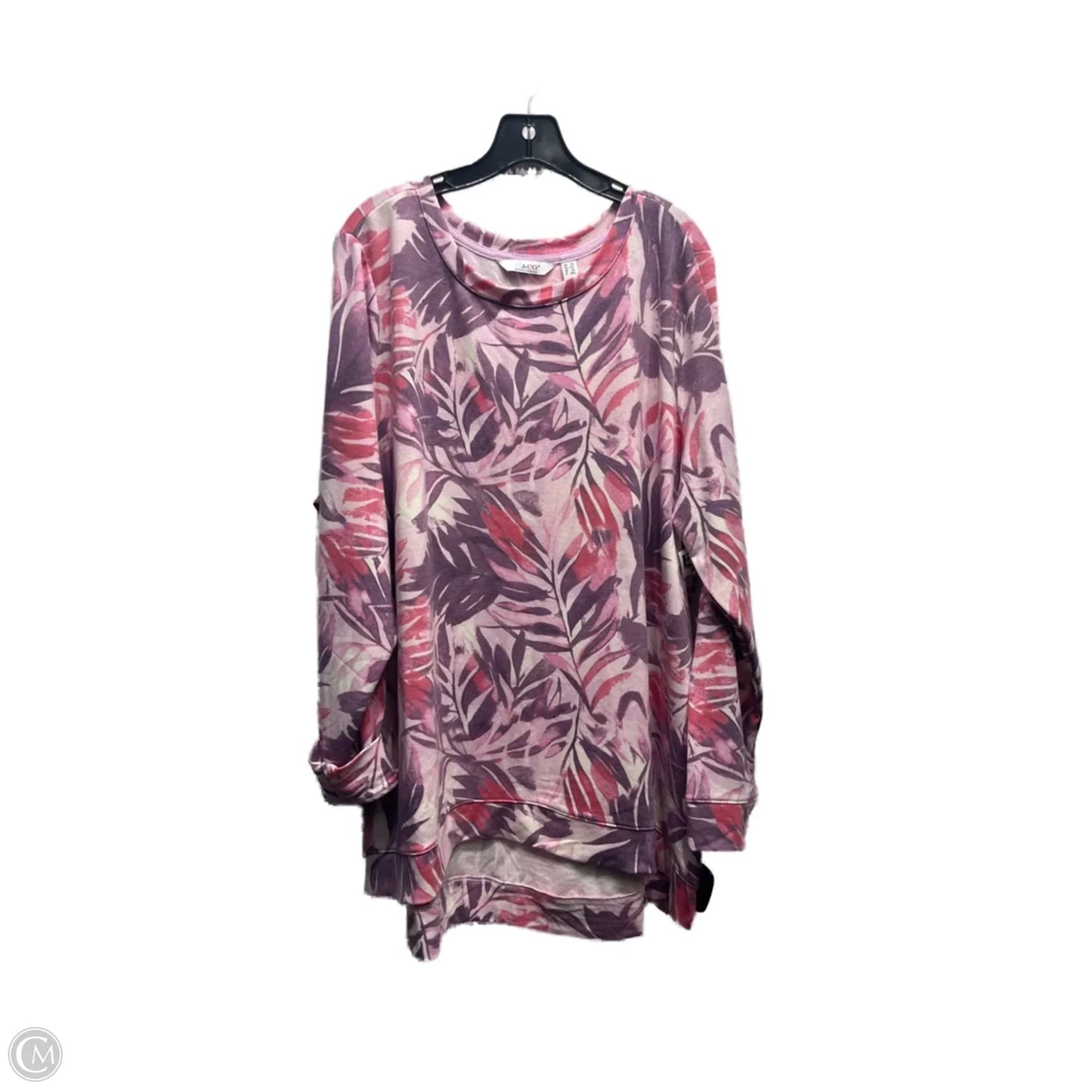 Top Long Sleeve By Denim And Company In Pink & Purple, Size: 1x