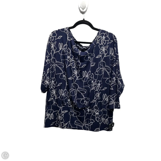 Top Long Sleeve By Chicos In Blue & White, Size: L
