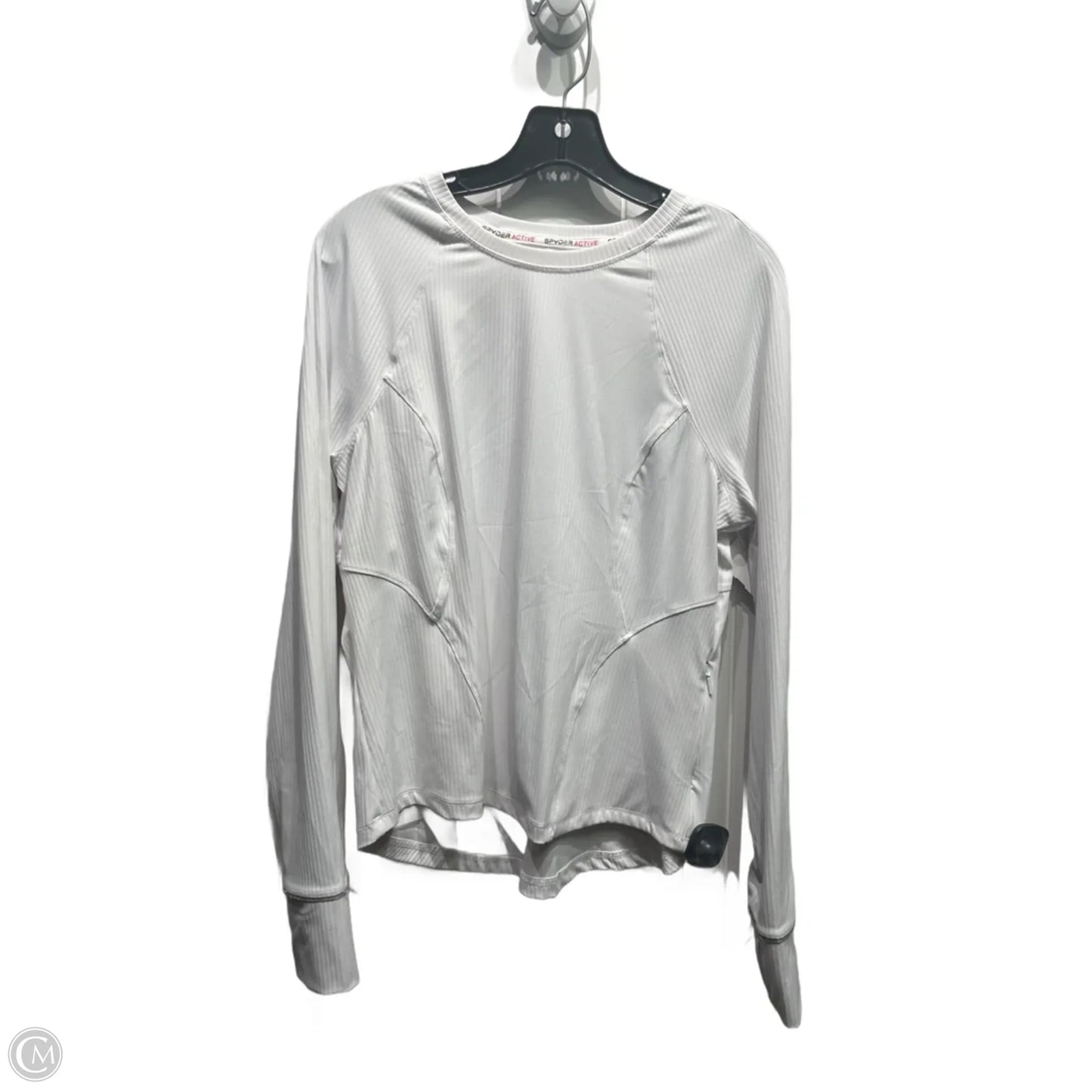 Athletic Top Long Sleeve Collar By Spyder In White, Size: M