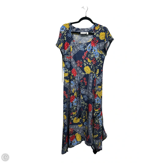 Dress Casual Midi By Rafaella In Blue & Red, Size: M