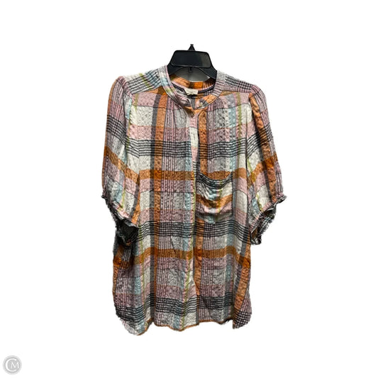 Top Short Sleeve By Pilcro In Orange & Pink, Size: 2x