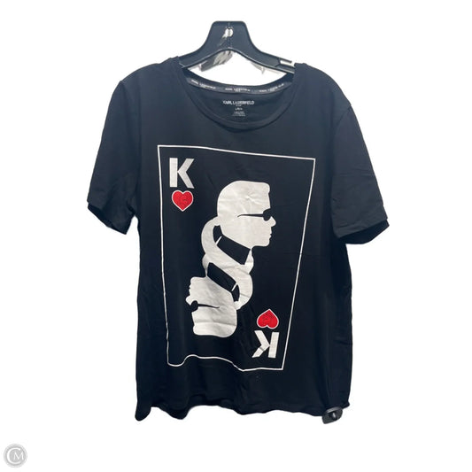 Top Short Sleeve Basic By Karl Lagerfeld In Black & White, Size: L