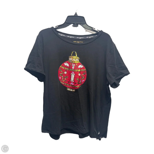 Top Short Sleeve Basic By Karl Lagerfeld In Black & Red, Size: Xl