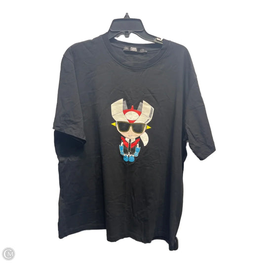 Top Short Sleeve Basic By Karl Lagerfeld In Black & Red, Size: Xl