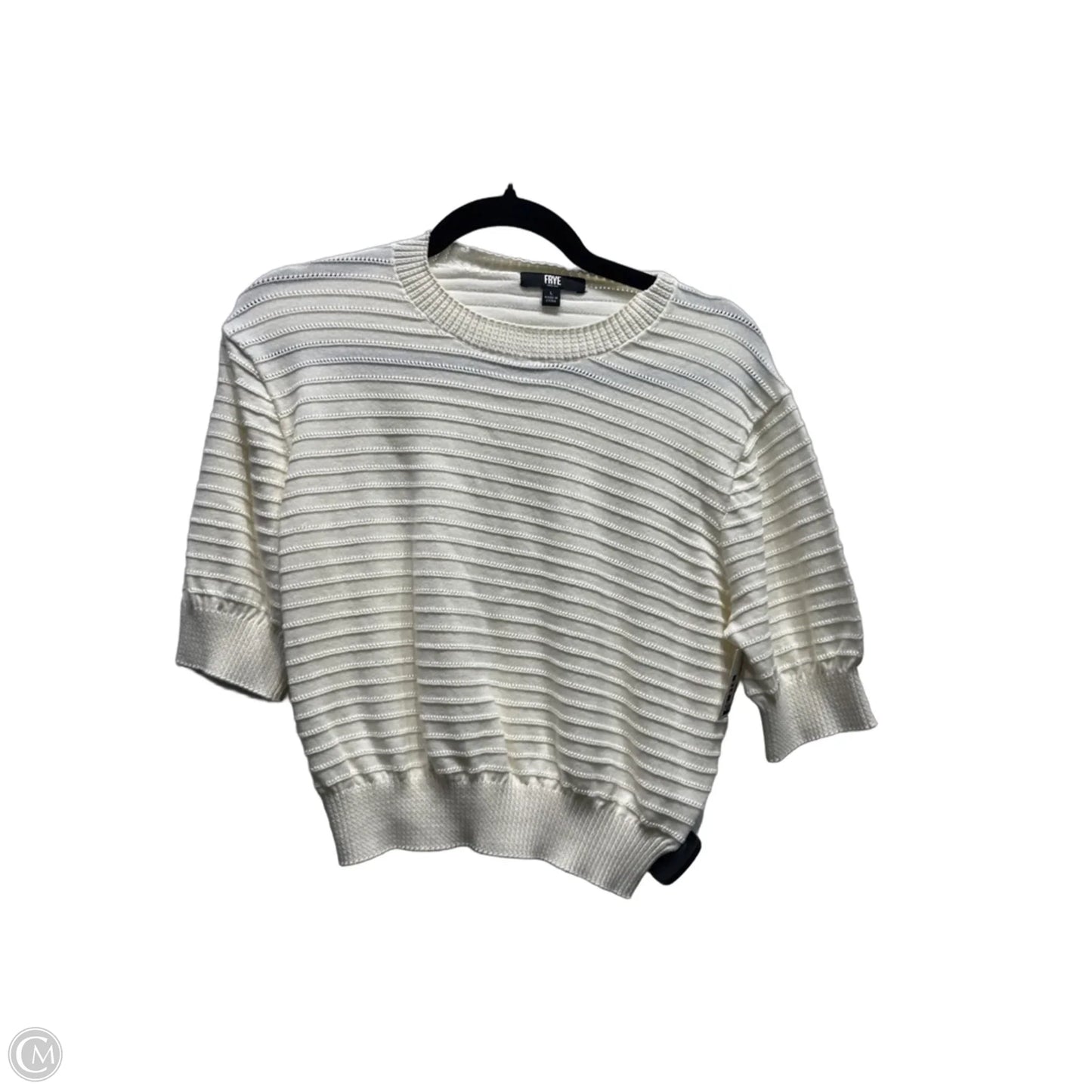 Top Short Sleeve Designer By Frye In Cream, Size: L