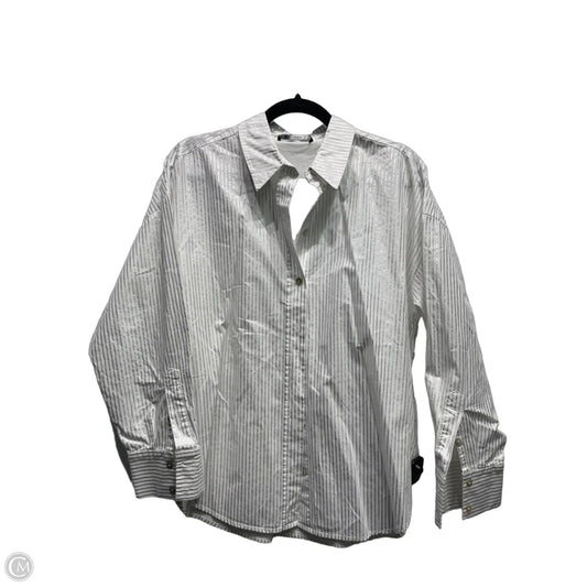 Top Long Sleeve By Zara In Silver & White, Size: M