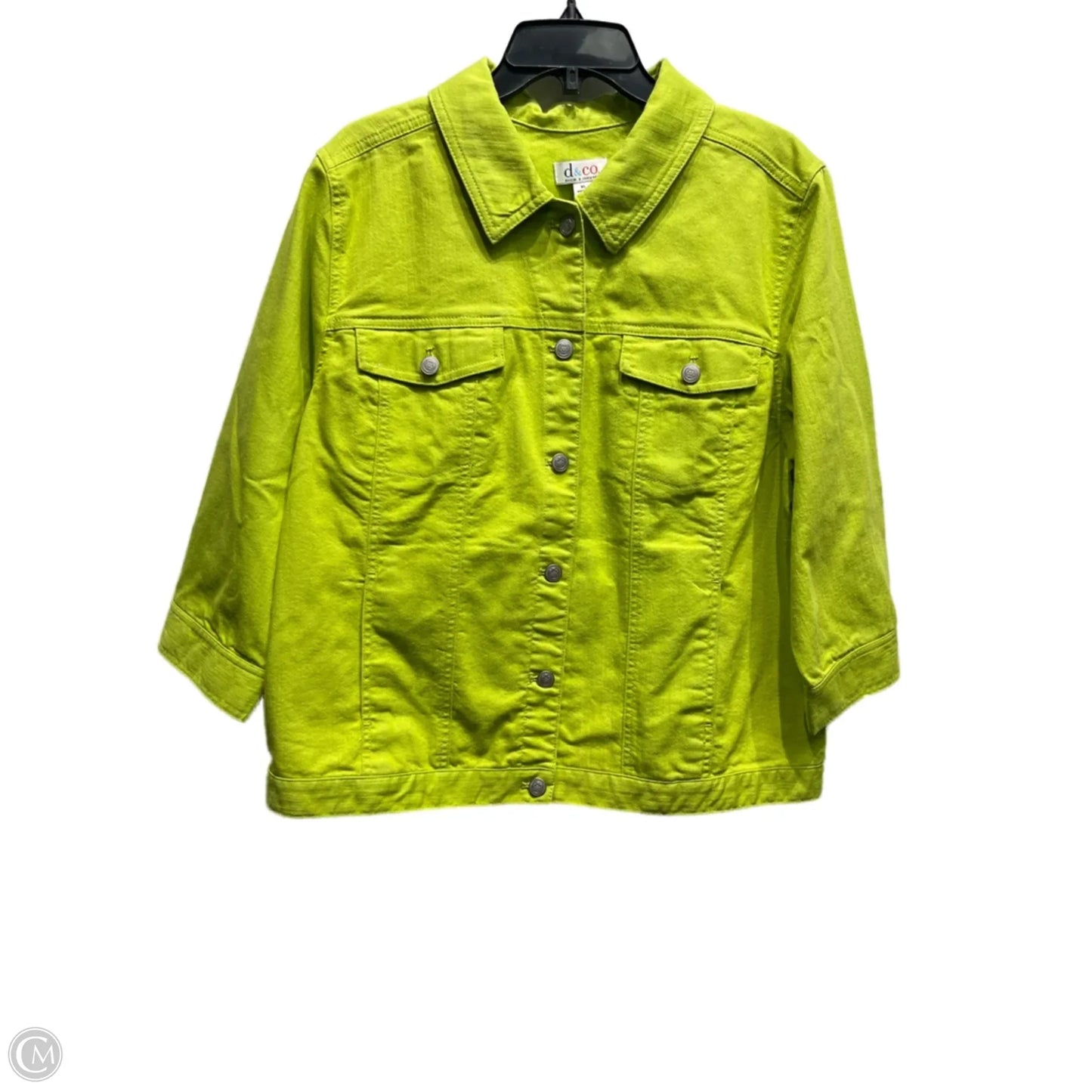 Jacket Denim By Denim And Company In Green Denim, Size: Xl