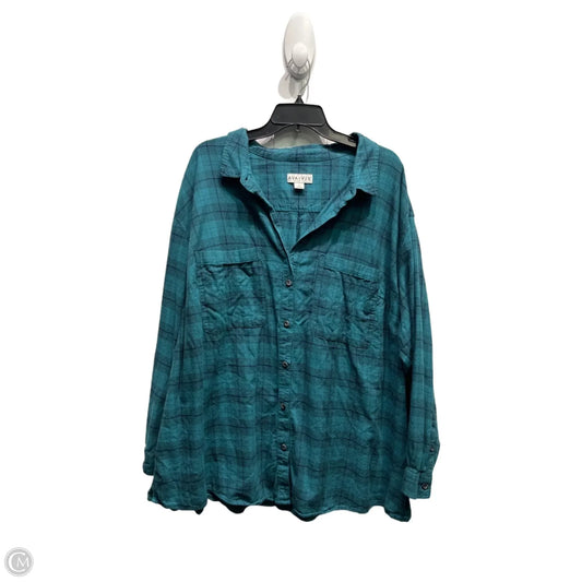 Top Long Sleeve By Ava & Viv In Teal, Size: 3x