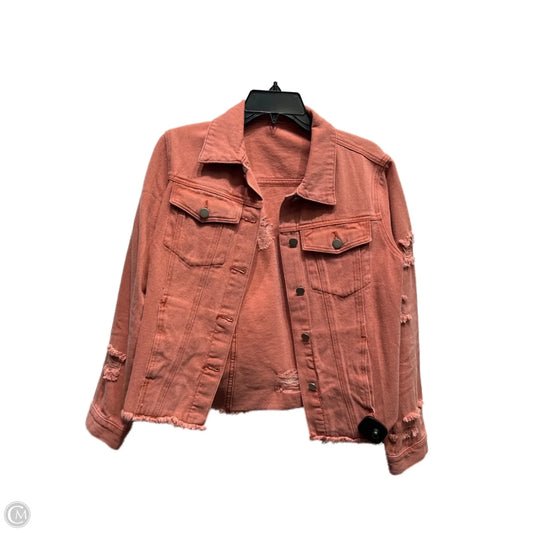 Jacket Denim By Clothes Mentor In Orange Denim, Size: S