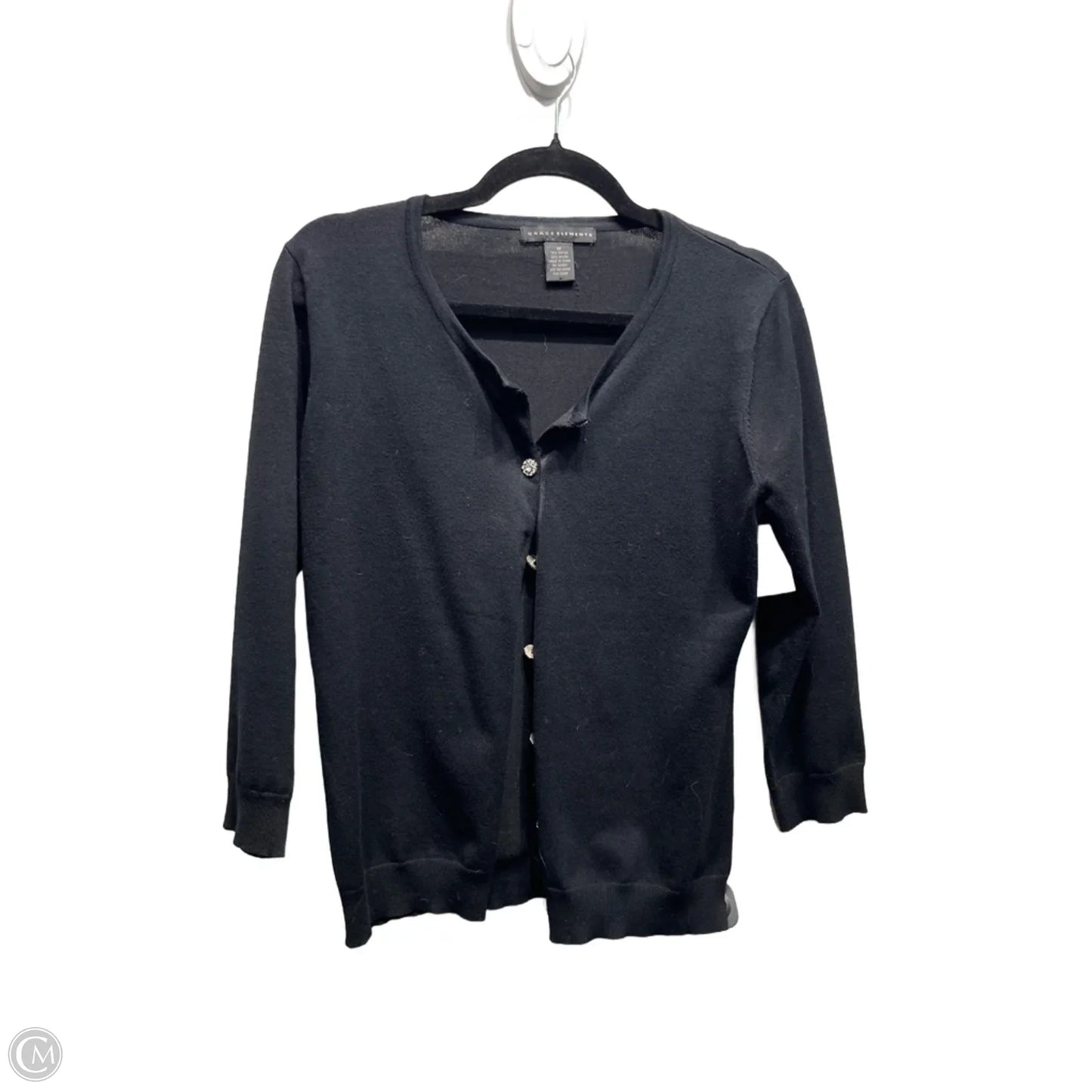 Sweater Cardigan By Grace Elements In Black, Size: M