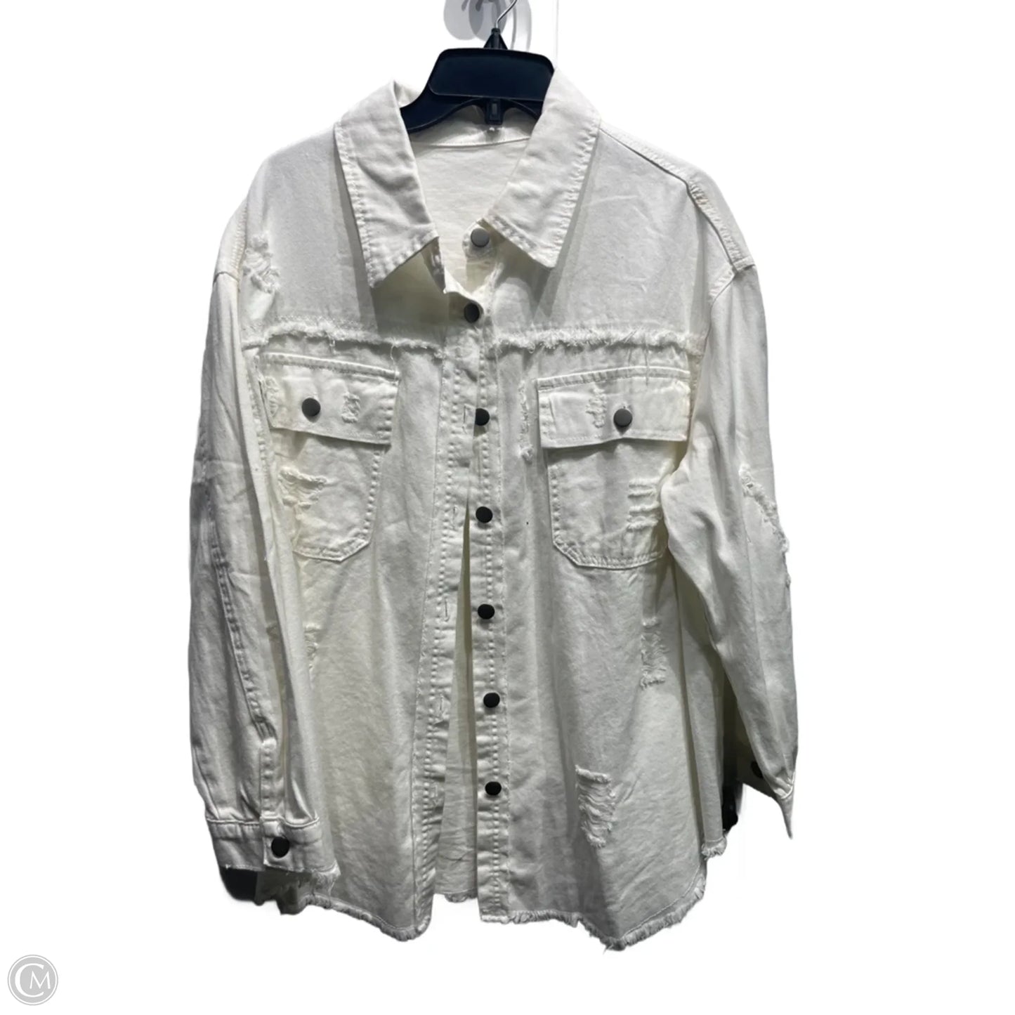Jacket Denim By Clothes Mentor In White Denim, Size: 1x
