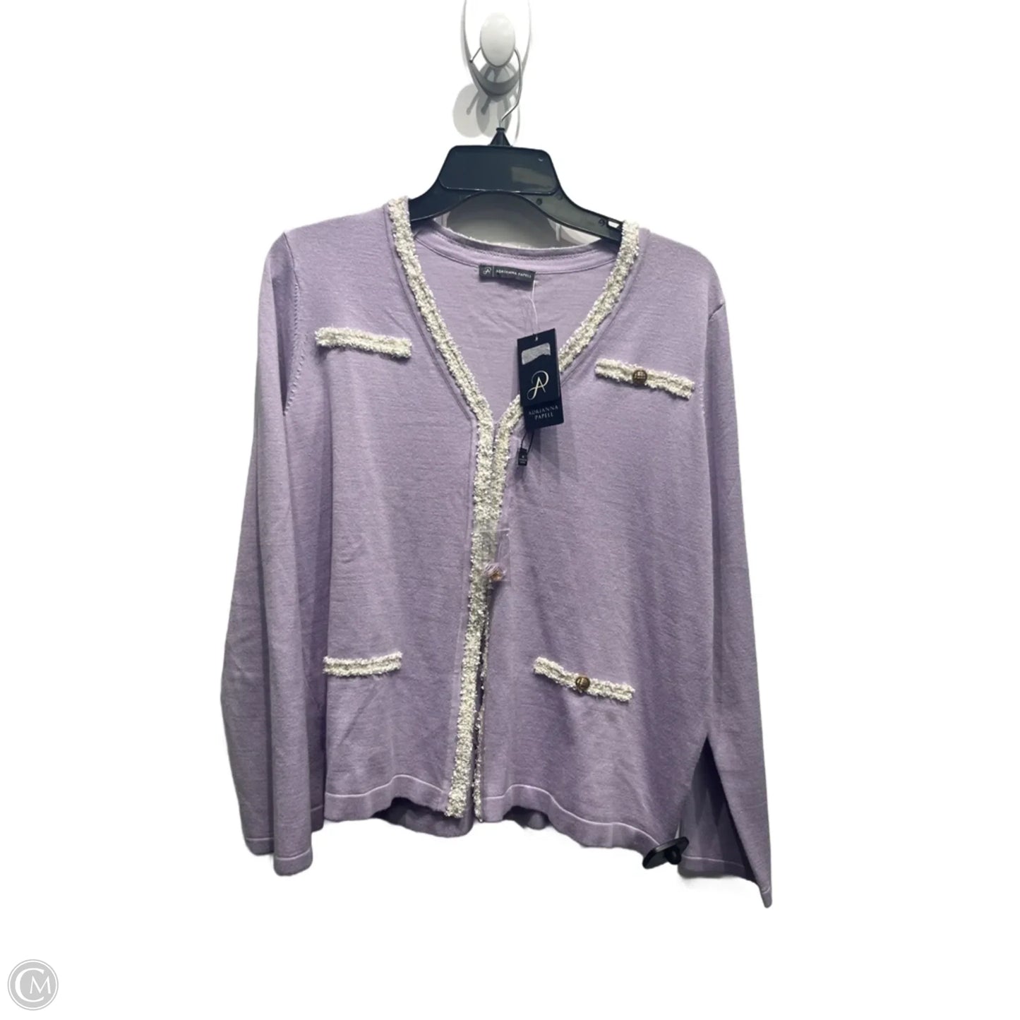 Sweater Cardigan By Adrianna Papell In Purple, Size: M