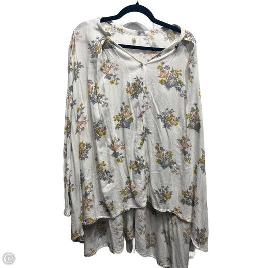 Top Long Sleeve By Free People In White & Yellow, Size: Xs