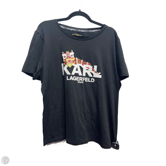 Top Short Sleeve Designer By Karl Lagerfeld In Black & Red, Size: Xl