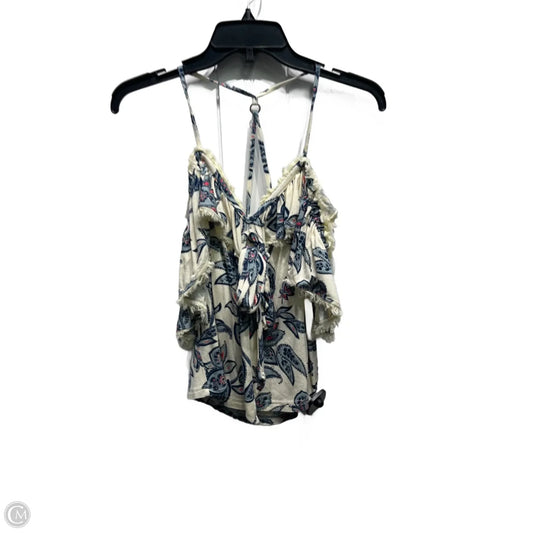 Top Short Sleeve By Free People In Blue & Cream, Size: M