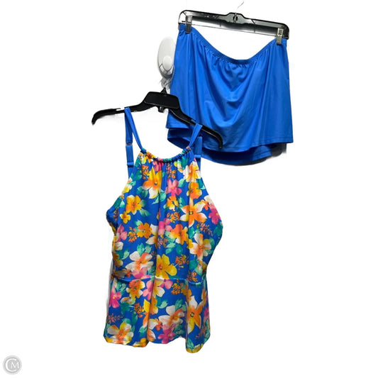 Swimsuit 2pc By Isaac Mizrahi Live Qvc In Blue & Orange, Size: 20