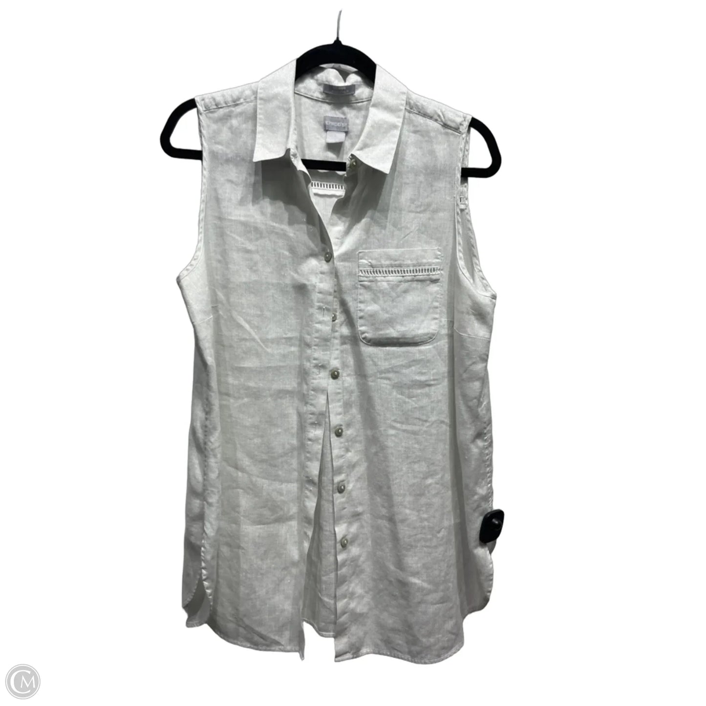 Top Sleeveless By Chicos In White, Size: 10