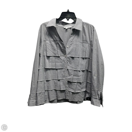 Top Long Sleeve By Chicos In Grey & White, Size: 16