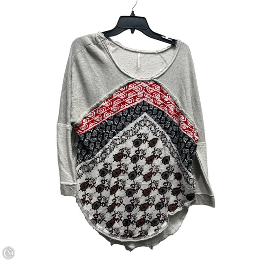 Top Long Sleeve By Free People In Grey & Red, Size: Xs
