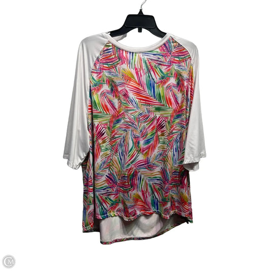 Top Short Sleeve By Reel Legends In Green & Pink, Size: 3x