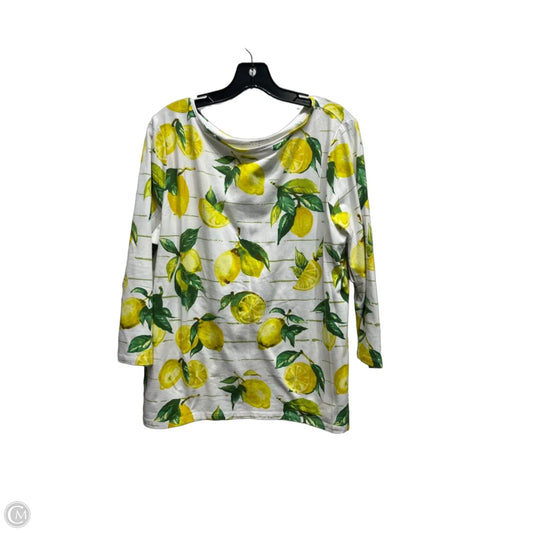 Top Long Sleeve By Talbots In Green & Yellow, Size: Xl