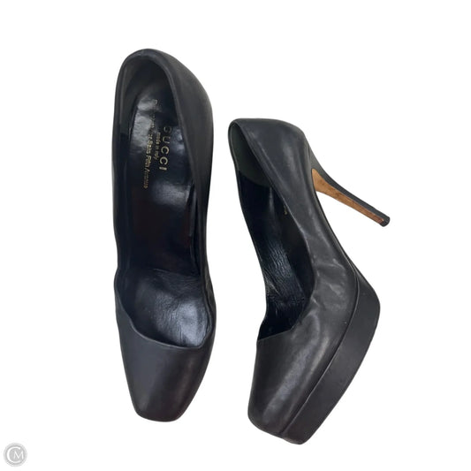 Shoes Luxury Designer By Gucci In Black, Size: 9