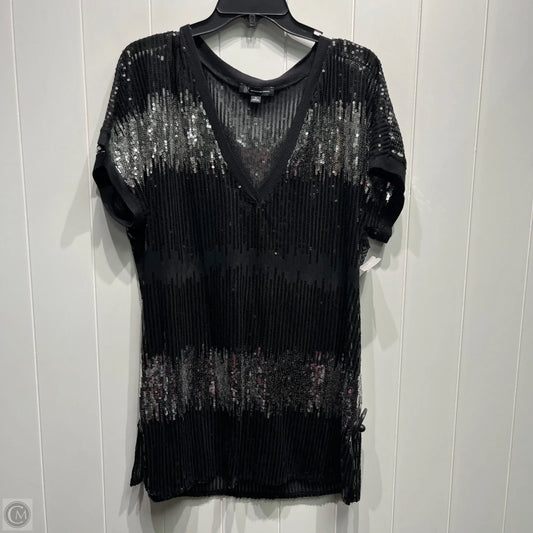 Top Short Sleeve By Inc In Black & Silver, Size: Xl