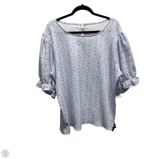 Top Short Sleeve By Clothes Mentor In Blue & White, Size: Xxl