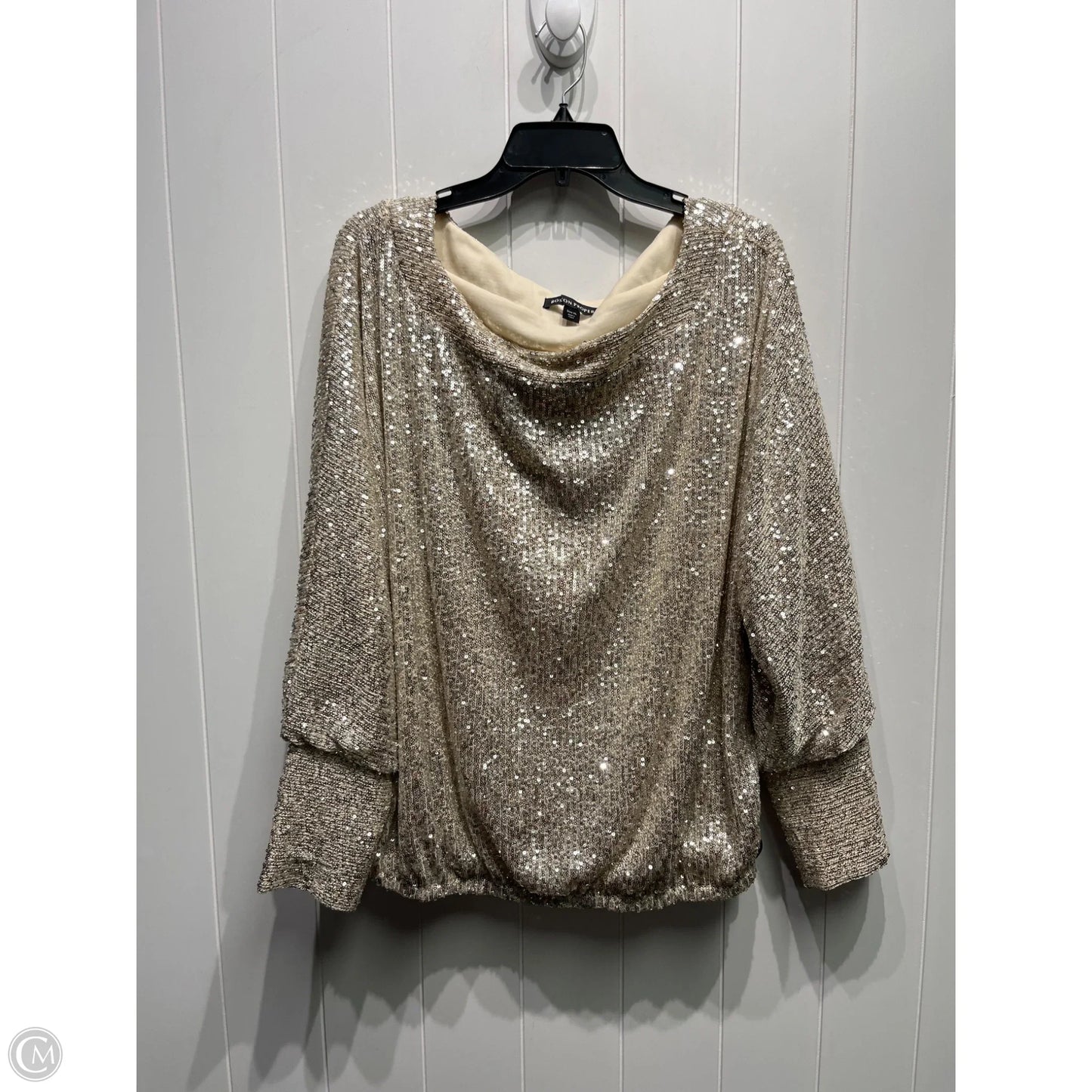 Top Long Sleeve By Boston Proper In Gold, Size: Xl