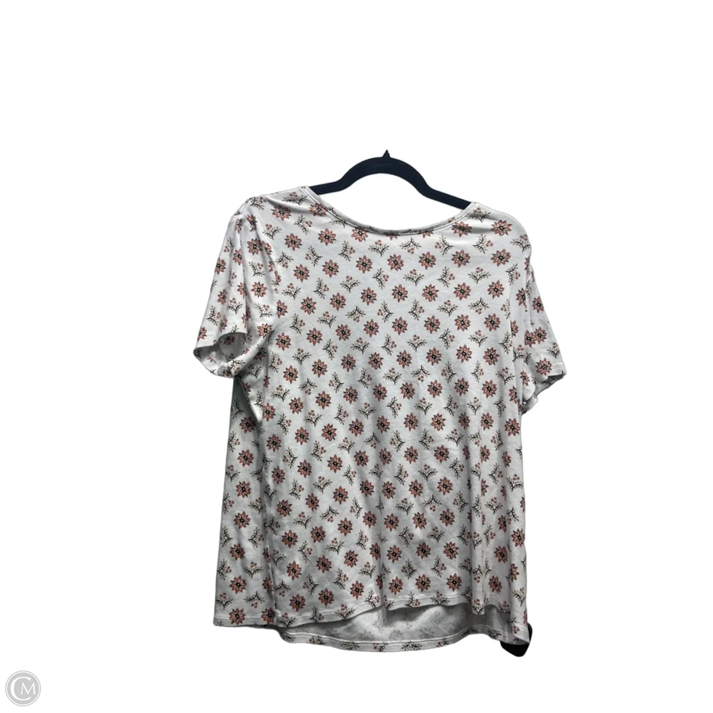 Top Short Sleeve By Croft And Barrow In Tan & White, Size: Xl