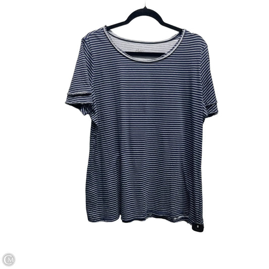 Top Short Sleeve By Motto In Blue & White, Size: 1x