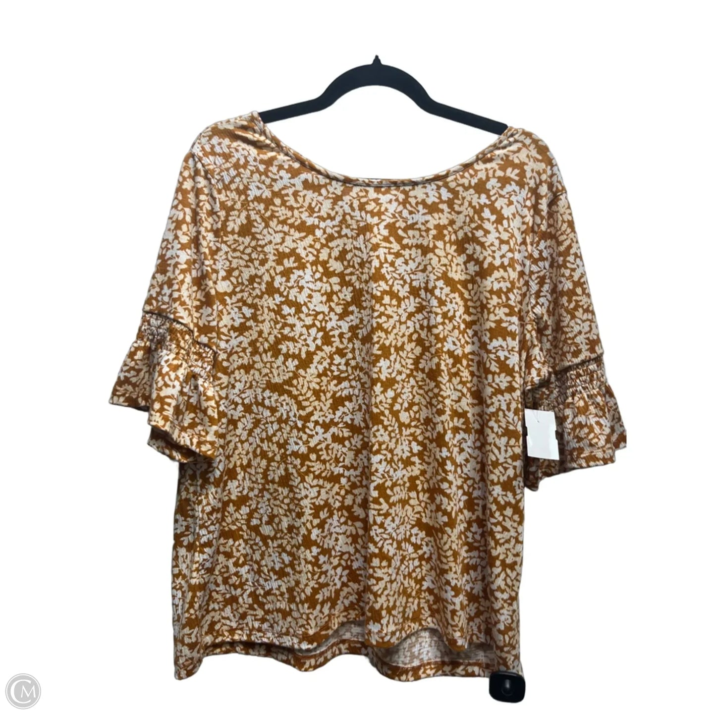 Top Short Sleeve By Lc Lauren Conrad In Tan & White, Size: Xl